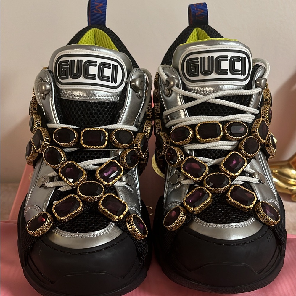 Brand new Gucci flash trek jeweled sneakers. Jewels are removable. Super trendy!